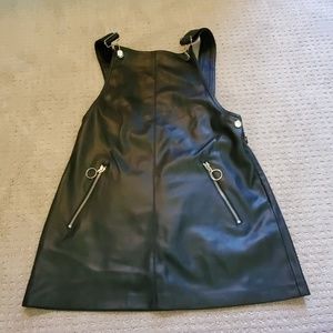 Leather Mini Skirt Overalls